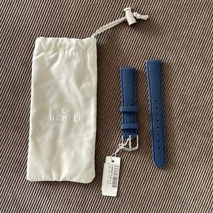 Michele Rubber Crocodile Embossed Watch Band in Navy